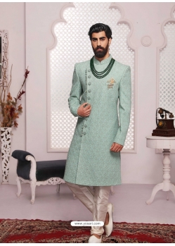 Aqua Grey Exclusive Readymade Designer Indowestern Sherwani