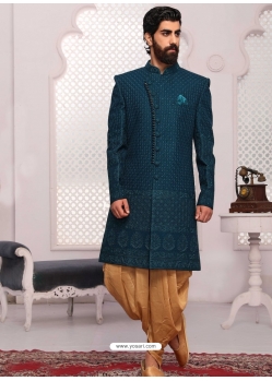 Navy Blue Exclusive Readymade Designer Indowestern Sherwani