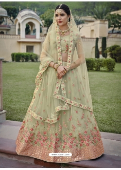 Pista Green Designer Wedding Wear Lehenga Choli