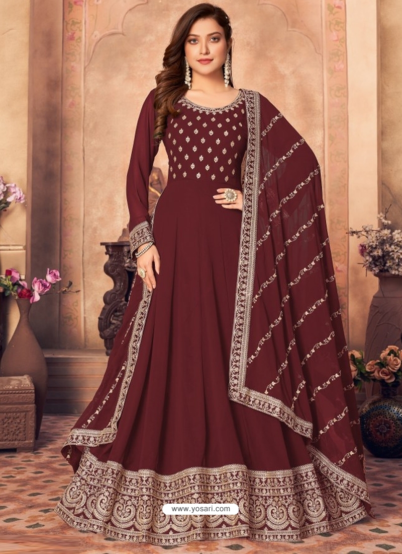 Scakhi Evening Gowns  Buy Scakhi Maroon Mul Cotton Gota Anarkali Online   Nykaa Fashion