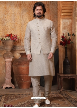 Taupe Exclusive Readymade Kurta Pajama With Jacket