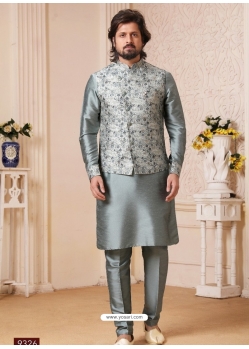 Grey Exclusive Readymade Kurta Pajama With Jacket