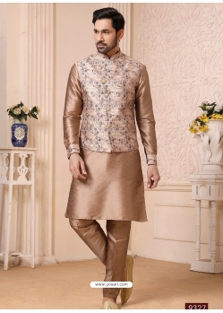 Beige Exclusive Readymade Kurta Pajama With Jacket