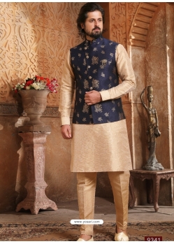 Cream Exclusive Readymade Kurta Pajama With Jacket