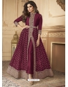 Deep Wine Designer Party Wear Real Georgette Anarkali Suit