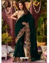 Dark Green Latest Designer Wedding Wear Sari