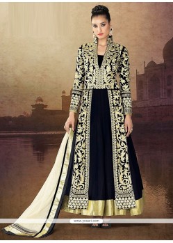 Black Pure Velvet Anarkali Salwar Suit