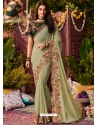 Olive Green Latest Designer Wedding Wear Sari