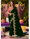 Forest Green Latest Designer Wedding Wear Sari