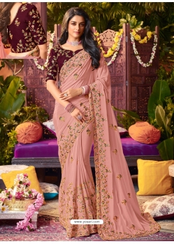 Baby Pink Latest Designer Wedding Wear Sari
