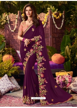 Purple Latest Designer Wedding Wear Sari
