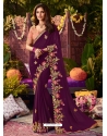 Purple Latest Designer Wedding Wear Sari