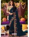 Teal Blue Latest Designer Wedding Wear Sari