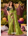 Green Latest Designer Wedding Wear Sari