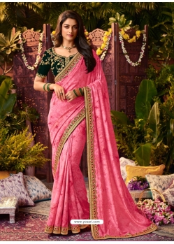 Pink Latest Designer Wedding Wear Sari