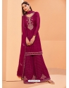 Rose Red Designer Party Wear Alizeh Pure Georgette Palazzo Salwar Suit