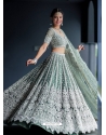 Grayish Green Designer Wedding Wear Heavy Butterfly Net Lehenga Choli