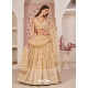 Gold Designer Wedding Wear Mono Net Lehenga Choli