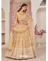 Gold Designer Wedding Wear Mono Net Lehenga Choli