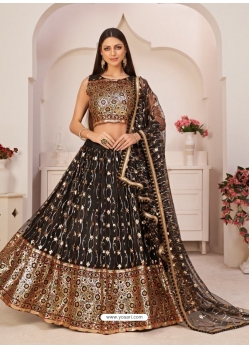 Black Designer Wedding Wear Mono Net Lehenga Choli