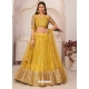 Yellow Designer Wedding Wear Mono Net Lehenga Choli