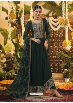 Dark Green Designer Wedding Wear Premium Georgette Anarkali Suit