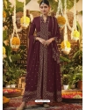 Deep Wine Designer Wedding Wear Premium Georgette Anarkali Suit