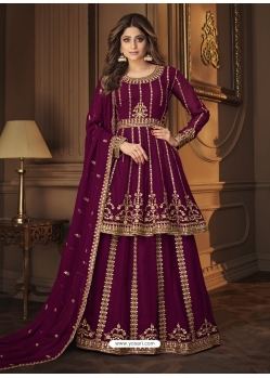 Purple Designer Party Wear Real Georgette Wedding Lehenga Suit