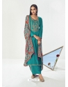 Turquoise Designer Party Wear Premium Tussar Silk Palazzo Salwar Suit