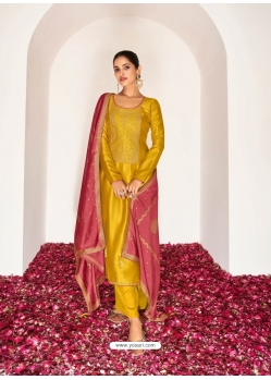 Yellow Designer Party Wear Premium Dream Silk Palazzo Salwar Suit