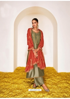 Olive Green Designer Party Wear Premium Dream Silk Palazzo Salwar Suit