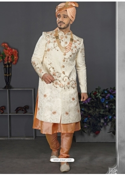 Off White Exclusive Readymade Designer Indowestern Sherwani