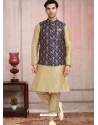 Gold Exclusive Readymade Banarasi Silk Kurta Pajama With Jacket