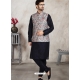 Navy Blue Exclusive Readymade Banarasi Silk Kurta Pajama With Jacket