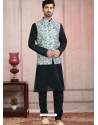Dark Green Exclusive Readymade Banarasi Silk Kurta Pajama With Jacket