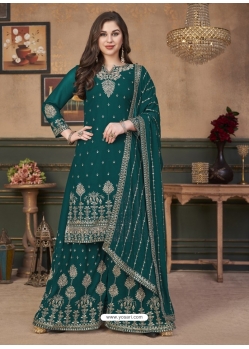 Teal Designer Party Wear Heavy Faux Georgette Salwar Suit