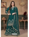 Teal Designer Party Wear Heavy Faux Georgette Salwar Suit