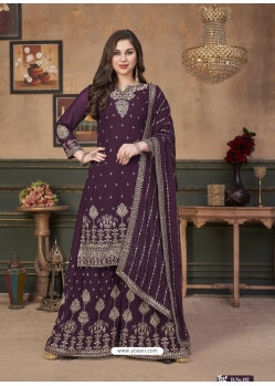 Purple Designer Party Wear Heavy Faux Georgette Salwar Suit