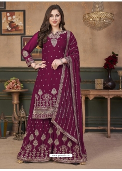 Deep Wine Designer Party Wear Heavy Faux Georgette Salwar Suit