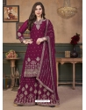 Deep Wine Designer Party Wear Heavy Faux Georgette Salwar Suit