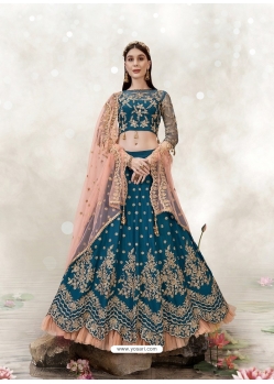 Teal Blue Designer Wedding Wear Lehenga Choli