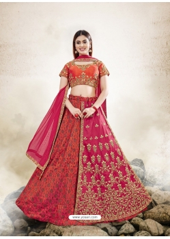 Rose Red Designer Wedding Wear Lehenga Choli