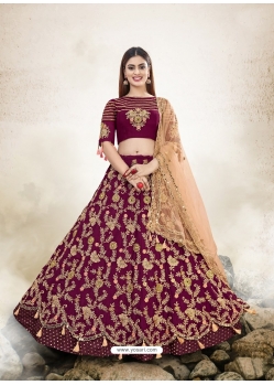 Deep Wine Designer Wedding Wear Lehenga Choli