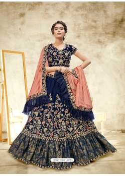 Navy Blue Designer Wedding Wear Lehenga Choli