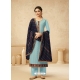 Aqua Grey Designer Party Wear Heavy Faux Georgette Salwar Suit