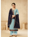 Aqua Grey Designer Party Wear Heavy Faux Georgette Salwar Suit