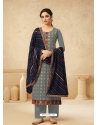 Grey Designer Party Wear Heavy Faux Georgette Salwar Suit