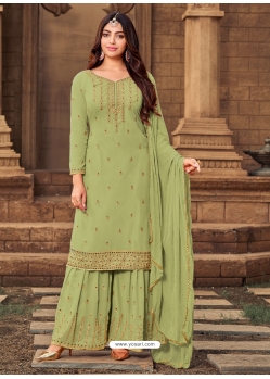 Green Designer Party Wear Faux Georgette Salwar Suit