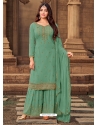 Aqua Mint Designer Party Wear Faux Georgette Salwar Suit