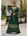 Dark Green Designer Party Wear Jacquard Wedding Lehenga Suit